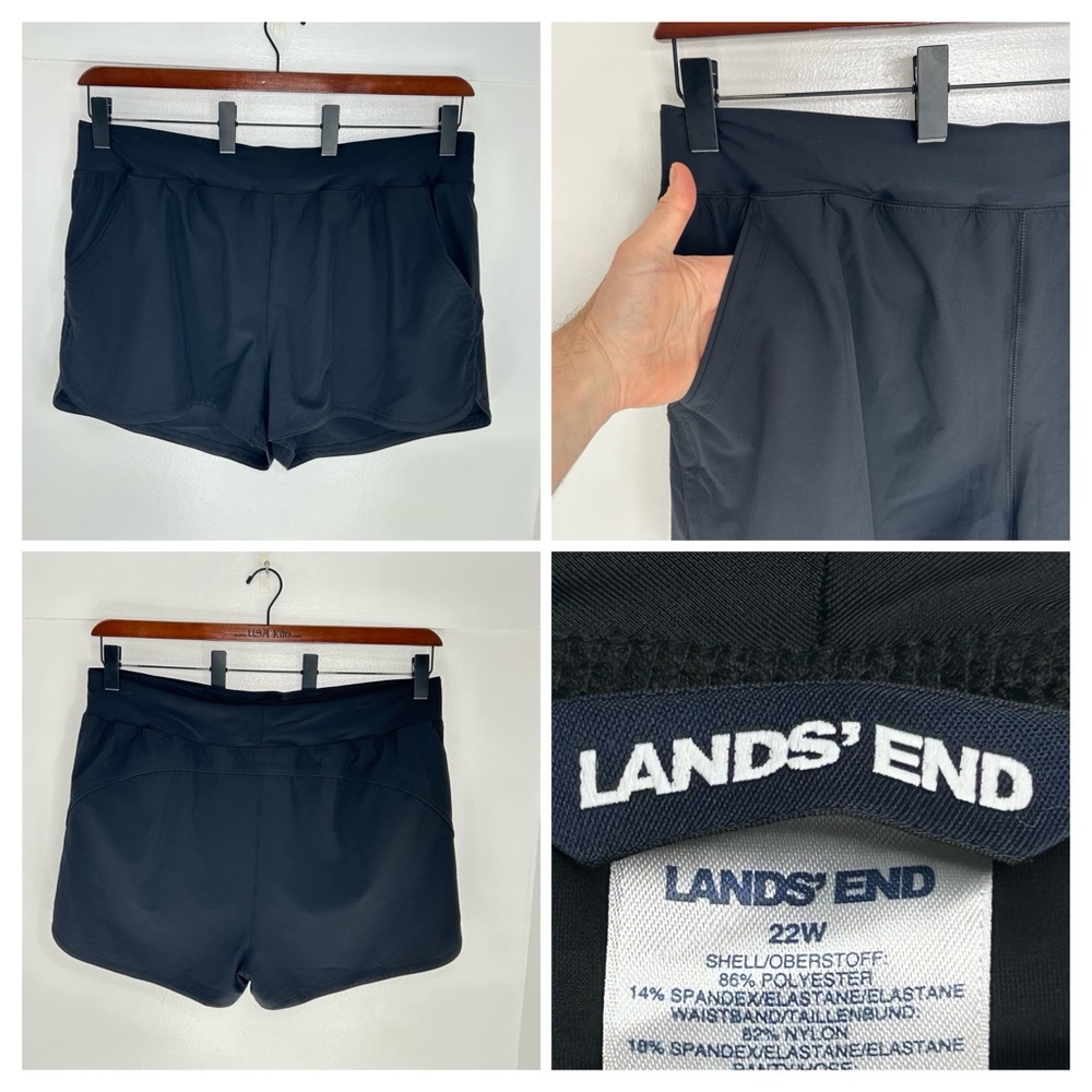 Lands End Athletic Shorts Women's Size‎ 22W Black Swim Coverup Beach Vacay 39x3